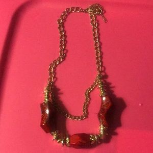 Red and gold stone necklace